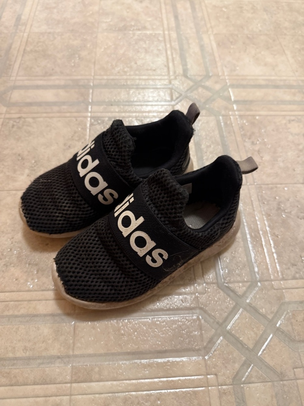 adidas Kids Black Slip-On Mesh Sneakers with White Logo